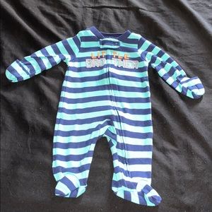 Carter’s Newborn Baby Boy “Little Brother” One Piece Onesie Footies Pajama
